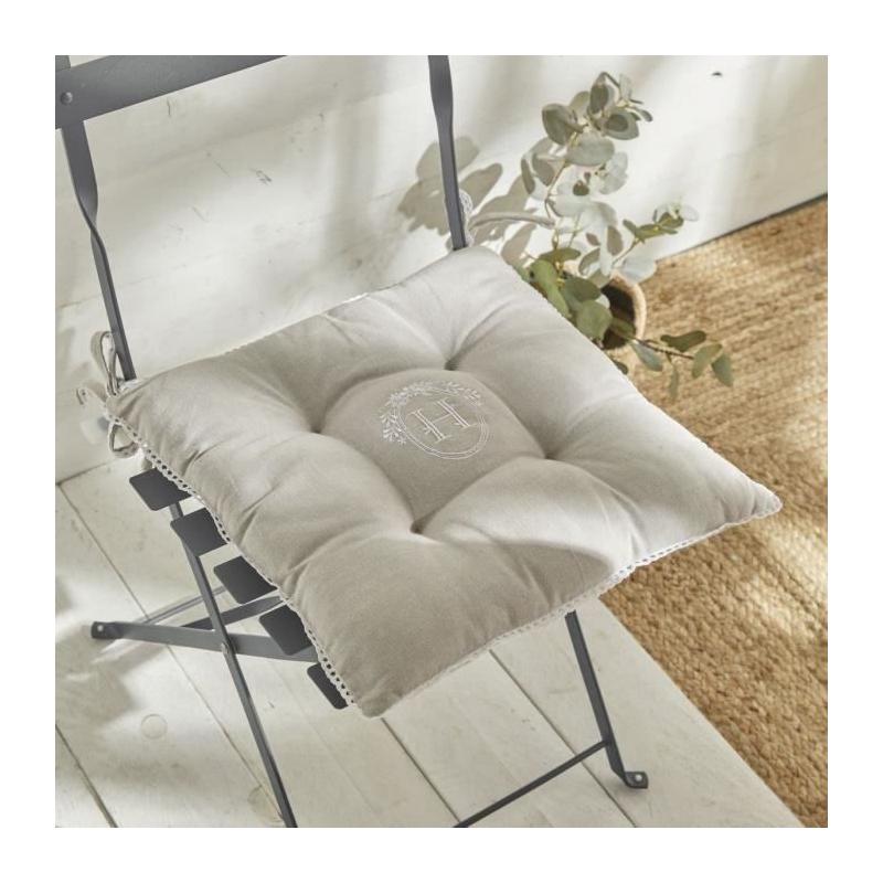 Assise matelassée TODAY CHARME Chambray x Petite Broderie Berenice - 40 x 40 cm