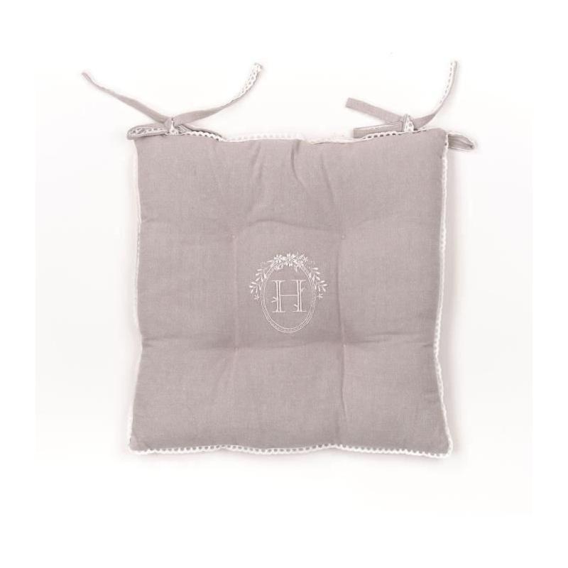 Assise matelassée TODAY CHARME Chambray x Petite Broderie Berenice - 40 x 40 cm