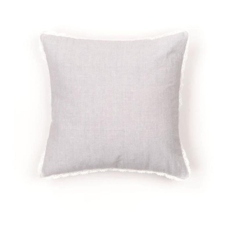Coussin Charme Chambray x Dentelle Capucine - 40 x 40 cm