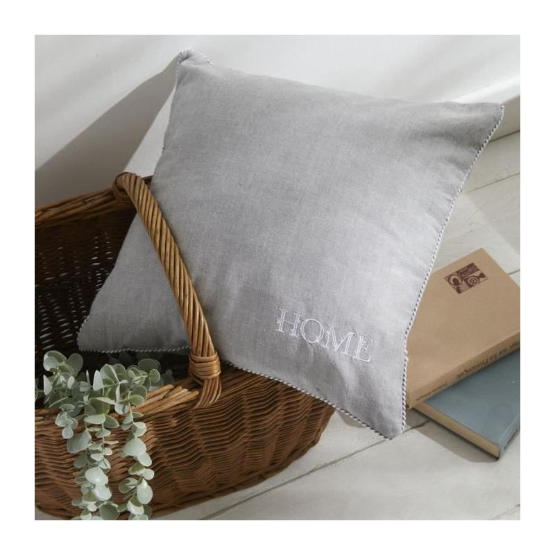 Coussin Charme Chambray x Broderie Capucine - 40 x 40 cm