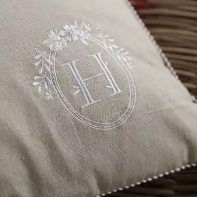 Coussin TODAY CHARME Chambray x Broderie Berenice 40x40 cm