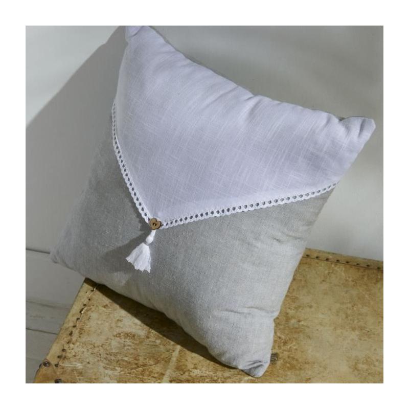 Coussin de Chaise Charme - Slub x Chambray x Pompon Capucune