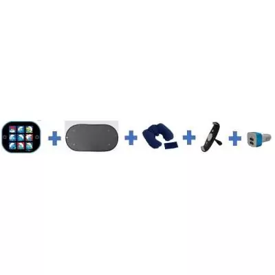 Kit été pour voiture - HTC EQUIPEMENT - Prêt pour les vacances - Pare-soleil, coussin nuque, support tablette