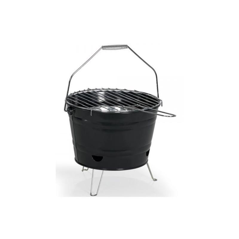 Barbecue à charbon portable - LIVOO - Inox - Ø27 cm - Hauteur 24 cm