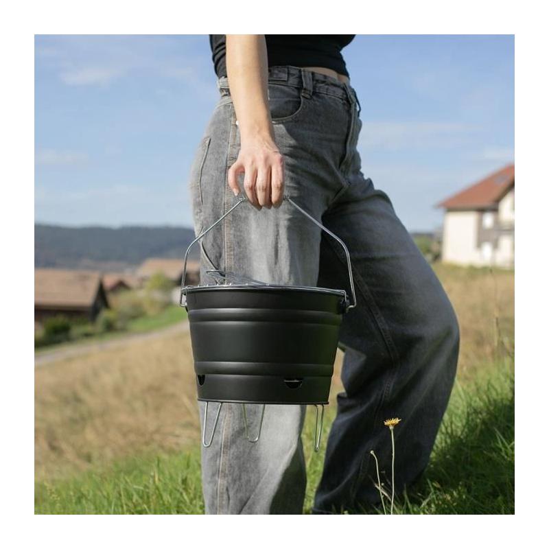 Barbecue à charbon portable - LIVOO - Inox - Ø27 cm - Hauteur 24 cm