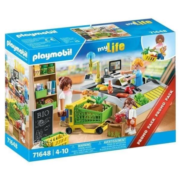 PLAYMOBIL 71648 Caisse de paiement supermarché, My Life le shopping, Promo Pack, 65 pieces, Des 4 ans