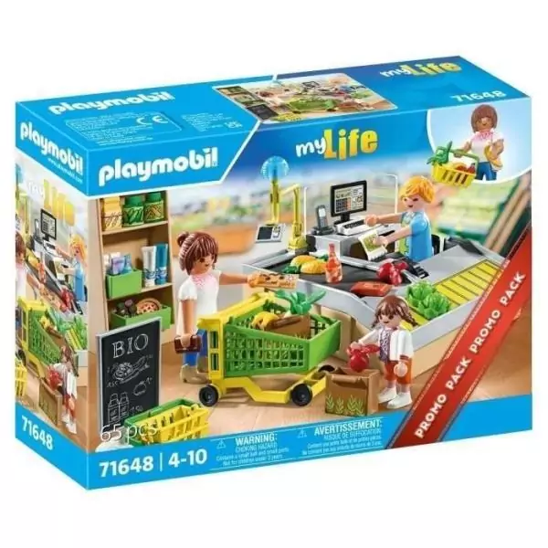 PLAYMOBIL 71648 Caisse de paiement supermarché, My Life le shopping, Promo Pack, 65 pieces, Des 4 ans