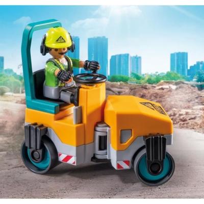 Ensemble ouvriers et rouleau compresseur PLAYMOBIL pour constructions miniatures