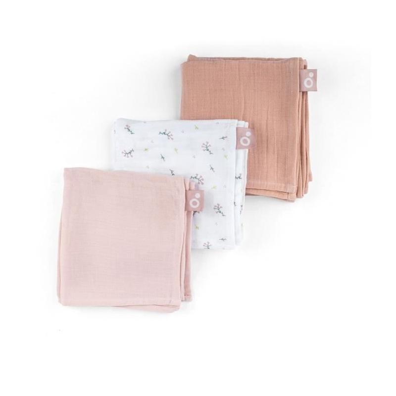 Lot de 3 langes DOOMOO en gaze de coton biologique - Rose