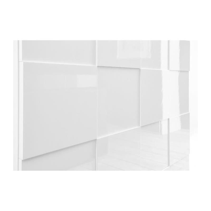 Buffet Milano blanc laqué brillant - 121 x 42 x 111 cm