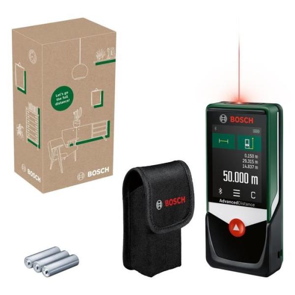 Télémetre laser AdvancedDistance 50 C de Bosch (mesure précise de la distance jusqu'a 50 metres, écran tactile, fonctions de
