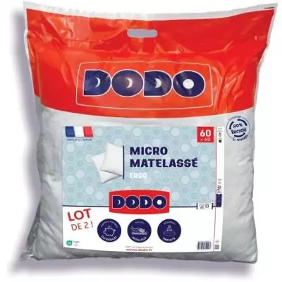 Lot de 2 oreillers DODO MICRO MATELASSE 60 x 60 cm - Blanc