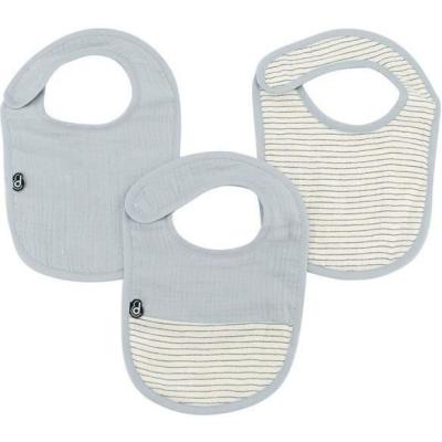 Lot x3 Bavoirs DOMIVA 0-6 mois en Gaze de coton - Bleu vintage