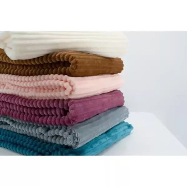 Couverture boudoir - DOMIVA - Framboise - 75 x 100 cm - Velours côtelé, douce et chaude