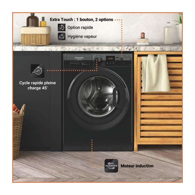Lave-linge hublot HOTPOINT Noir 11 kg - Classe A