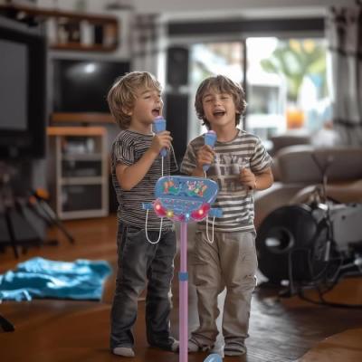 Microphone Stitch sur pied avec enceinte, 2 Micros et Effets - MICRO KARAOKE ENFANT