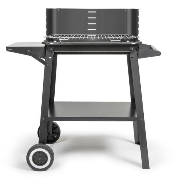 Barbecue a charbon - LIVOO - DOC328 - Inox - Surface de cuisson 48,5 x 28,8 cm - Hauteur réglable 70-84 cm
