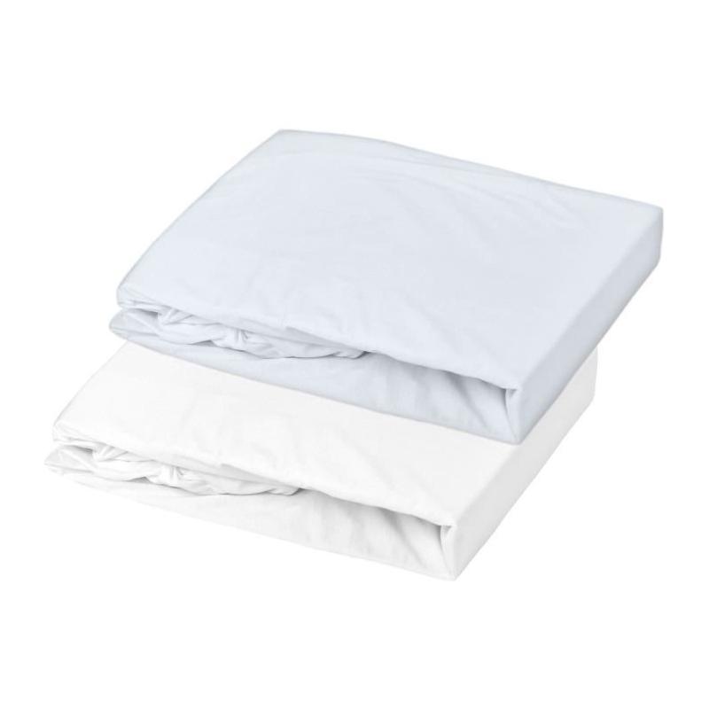 Lot 2 Draps Housse P'TIT DODO Jersey 70x140 cm Blanc/Light Blue