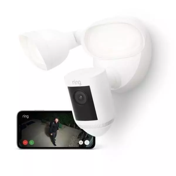 Caméra de surveillance - RING - Spotlight Cam Pro sur secteur - Blanc