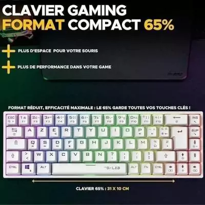 Clavier Gamer sans fil The G-Lab KEYZ TITAN RGB Blanc
