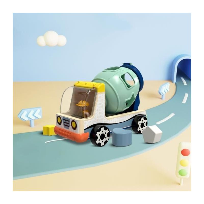 Véhicule de chantier : jeu éducatif tri couleurs/formes, 2 ans