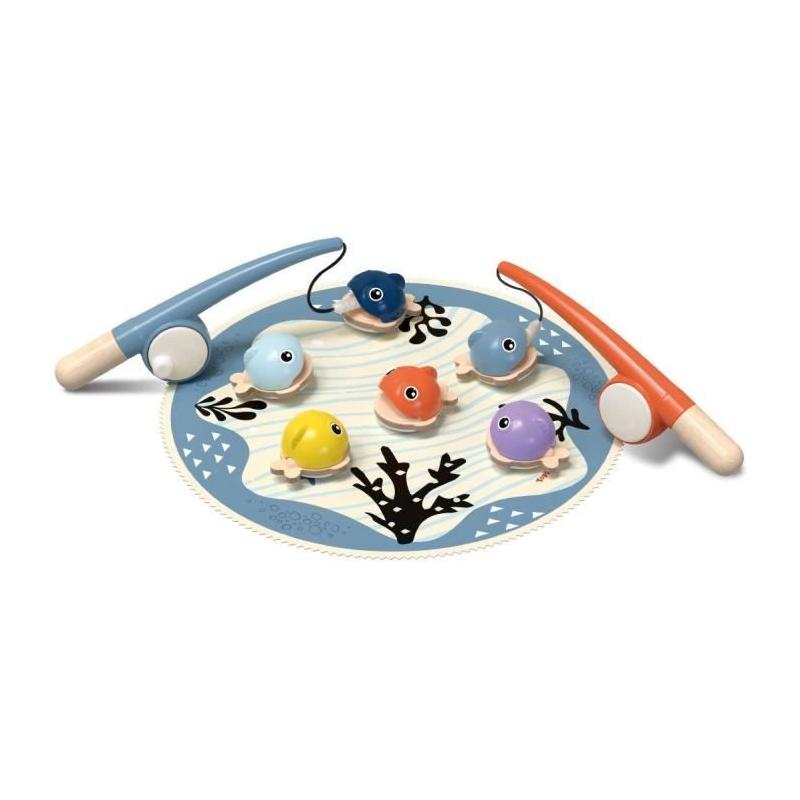Attrape les Poissons: jeu éducatif 2 ans, 6 poissons magnétiques, 2 cannes à pêche