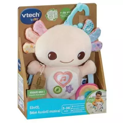 Doudou Musical Vtech Eliott Bébé Axolotl (Recyclage Bouteilles)