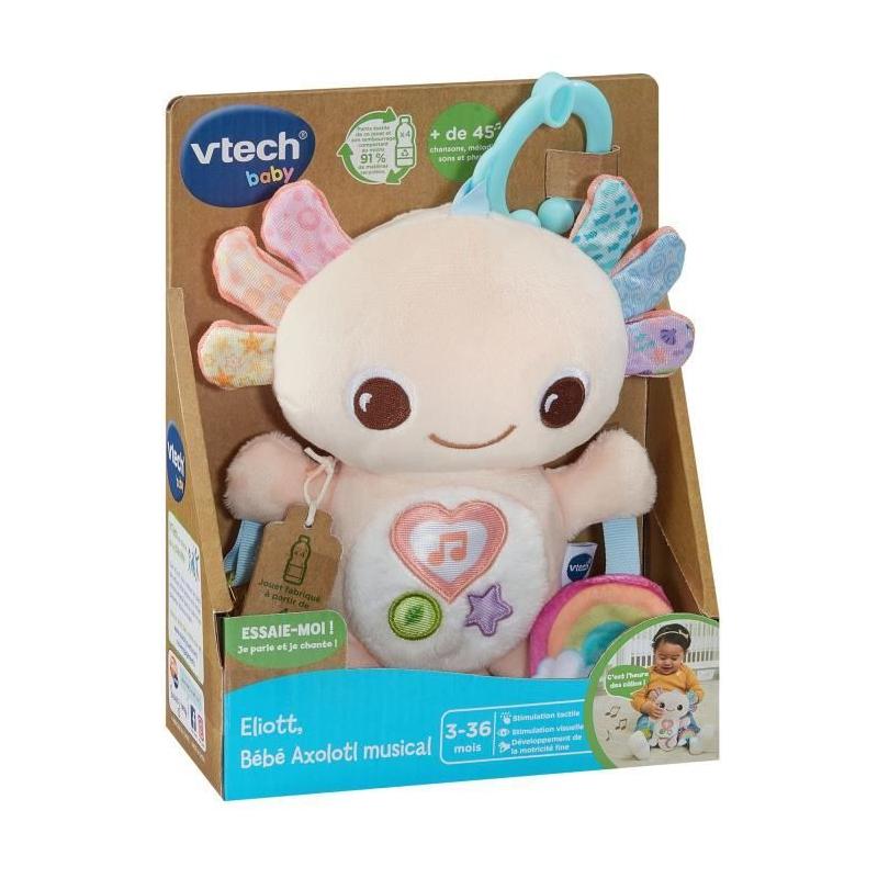 Doudou Musical Vtech Eliott Bébé Axolotl (Recyclage Bouteilles)