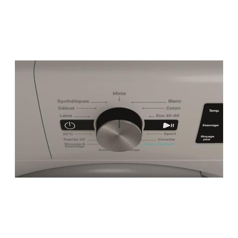 Lave-linge hublot Whirlpool 10 kg - Induction - 1400 trs/min - Silver