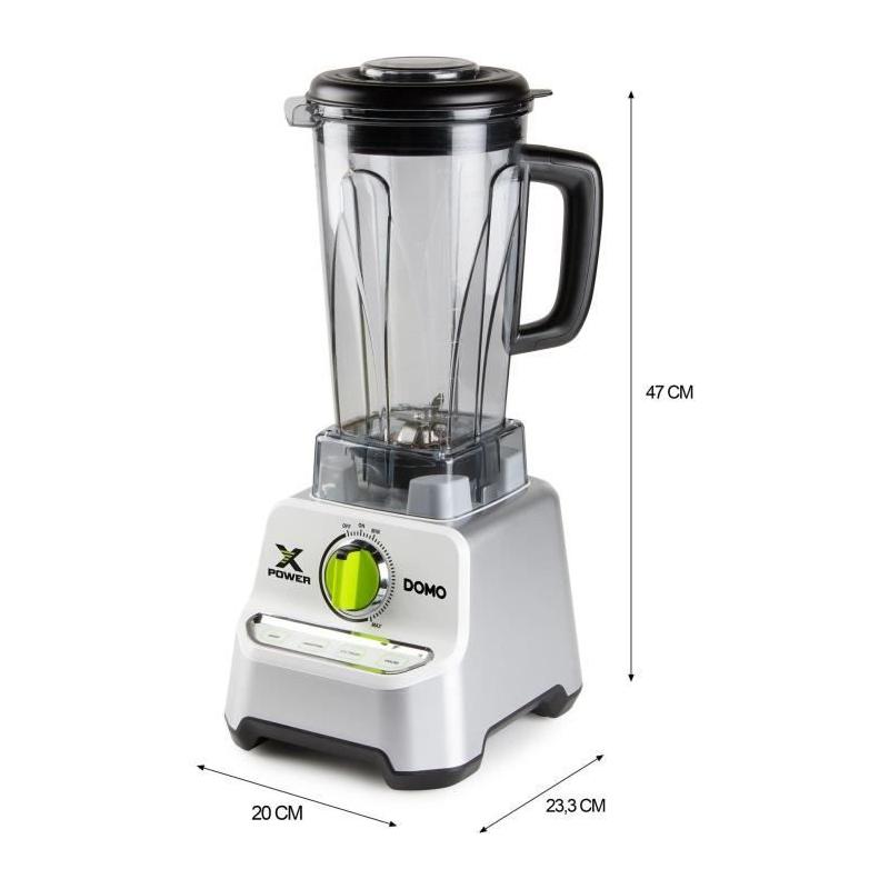 Mélangeur puissant XPOWER DOMO - 1500 W - 2 L - Gris