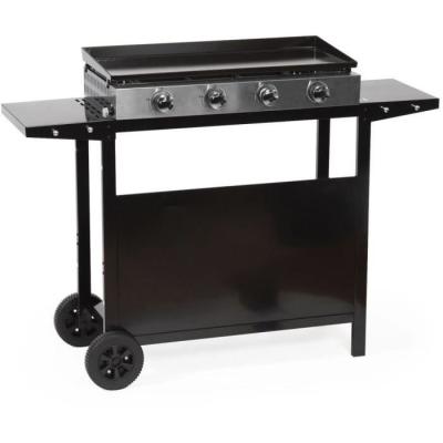 Plancha gaz GARDEN MAX MERIDA - 4 feux sur chariot - Noir