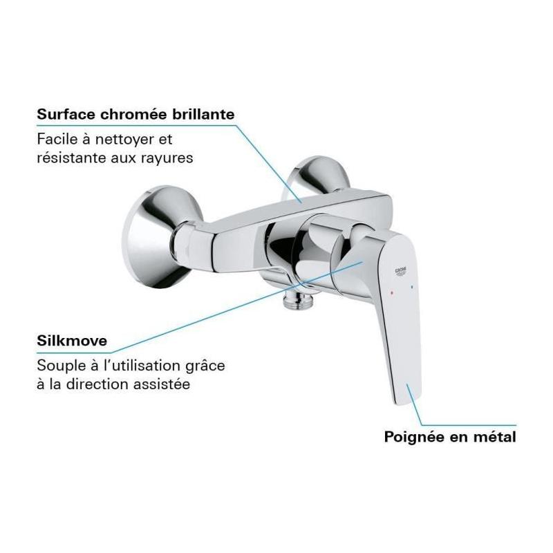 Robinet douche monocommande GROHE Start Flow - Installation murale