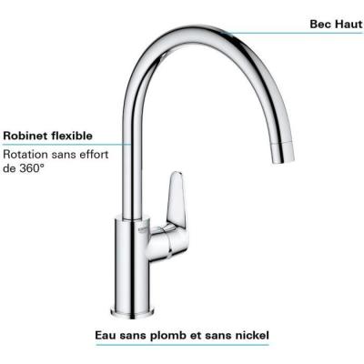 Robinet de cuisine GROHE - Design moderne en métal chromé