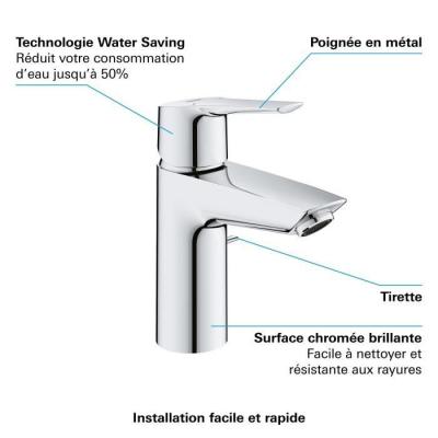 Mitigeur lavabo monocommande chromé - GROHE START - Economie d'eau