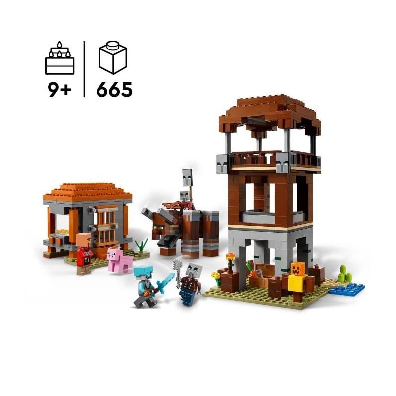 LEGO Minecraft 21278: L'Avant-Poste des Pillards et le Ravageur - Pour les Aventuriers de 9 Ans