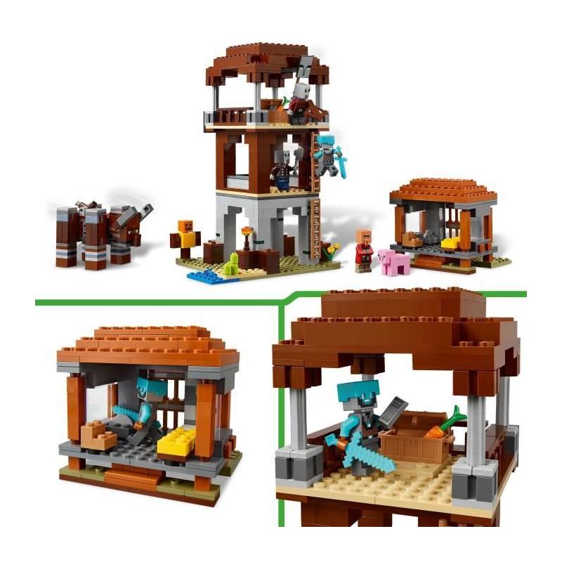 LEGO Minecraft 21278: L'Avant-Poste des Pillards et le Ravageur - Pour les Aventuriers de 9 Ans
