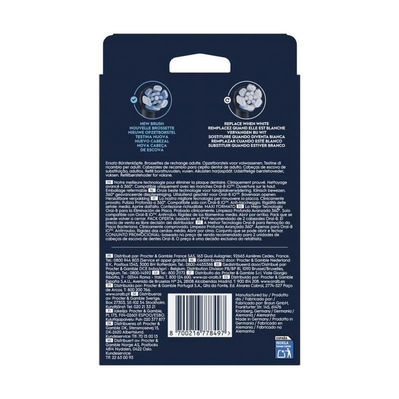 Recharges Brossettes ORAL-B - iO Ultimate Clean - Pack de 8