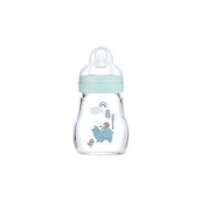 Biberon en verre 170ml bleu - Tétine Débit 1
