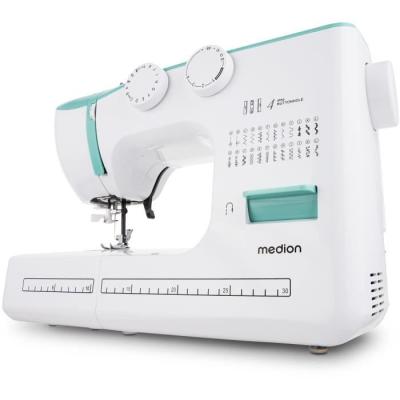 Machine a Coudre MEDION SM 60 - 62W - 24 Points - LED - Turquoise