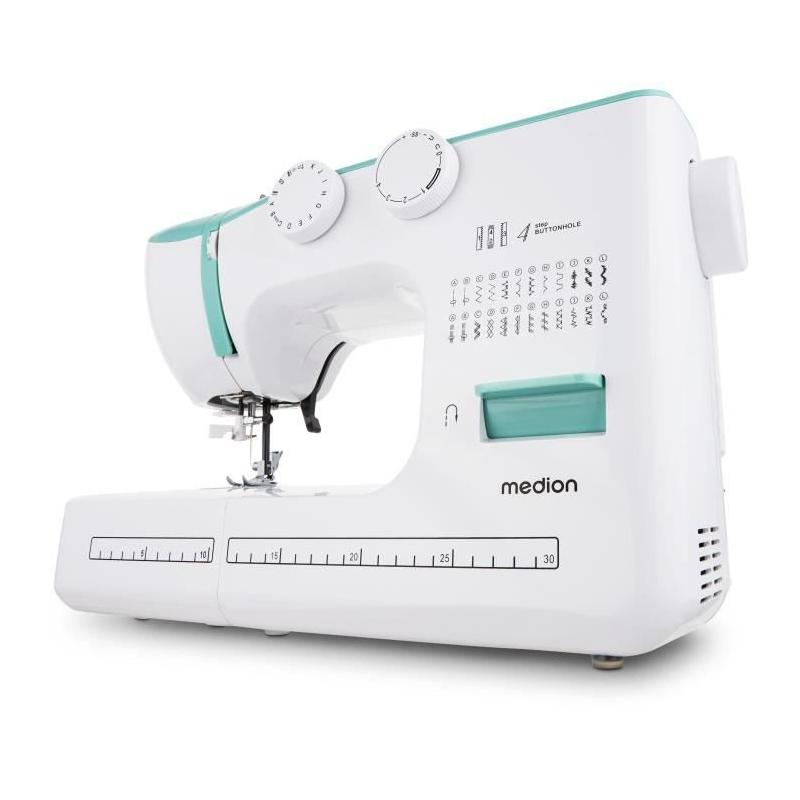 Machine a Coudre MEDION SM 60 - 62W - 24 Points - LED - Turquoise