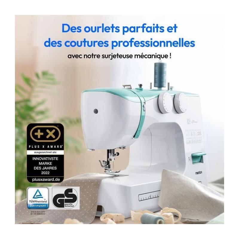 Machine a Coudre MEDION SM 60 - 62W - 24 Points - LED - Turquoise