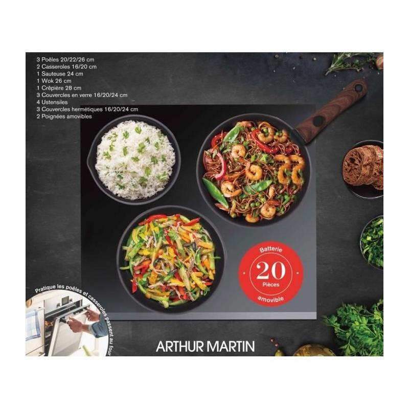 Batterie de cuisine Arthur Martin AM0530 - 20 pièces - Anti-adhésif