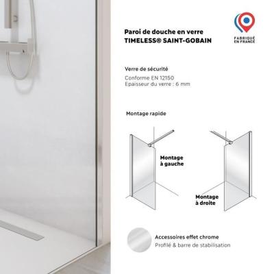 Paroi de douche AURYS BALEARES - Verre Timesless clair 6 mm