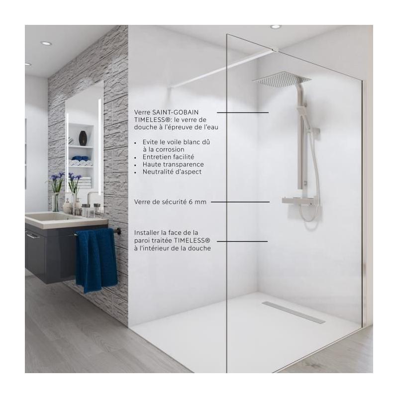 Paroi de douche AURYS BALEARES - Verre clair 6 mm - L.198 x l.100 cm