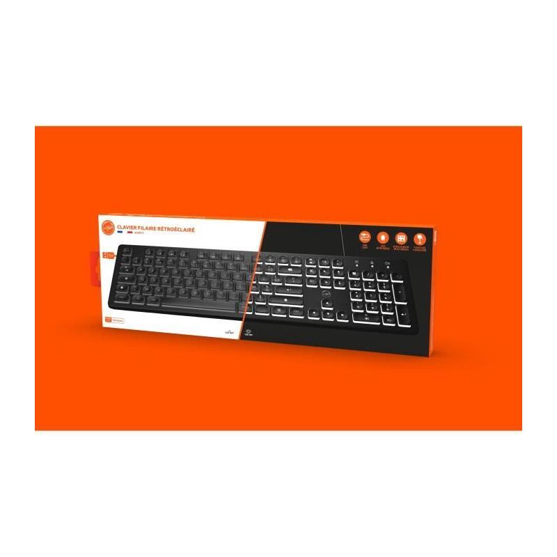 Clavier filaire mécanique rétroéclairé LED - AZERTY