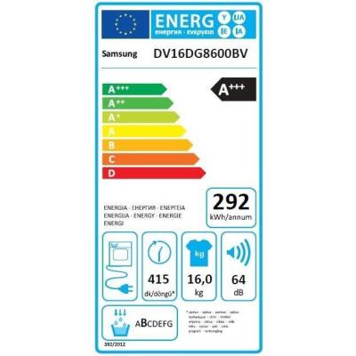Sèche-linge pompe à chaleur Samsung DV16T8520BV - 16 kg - Noir