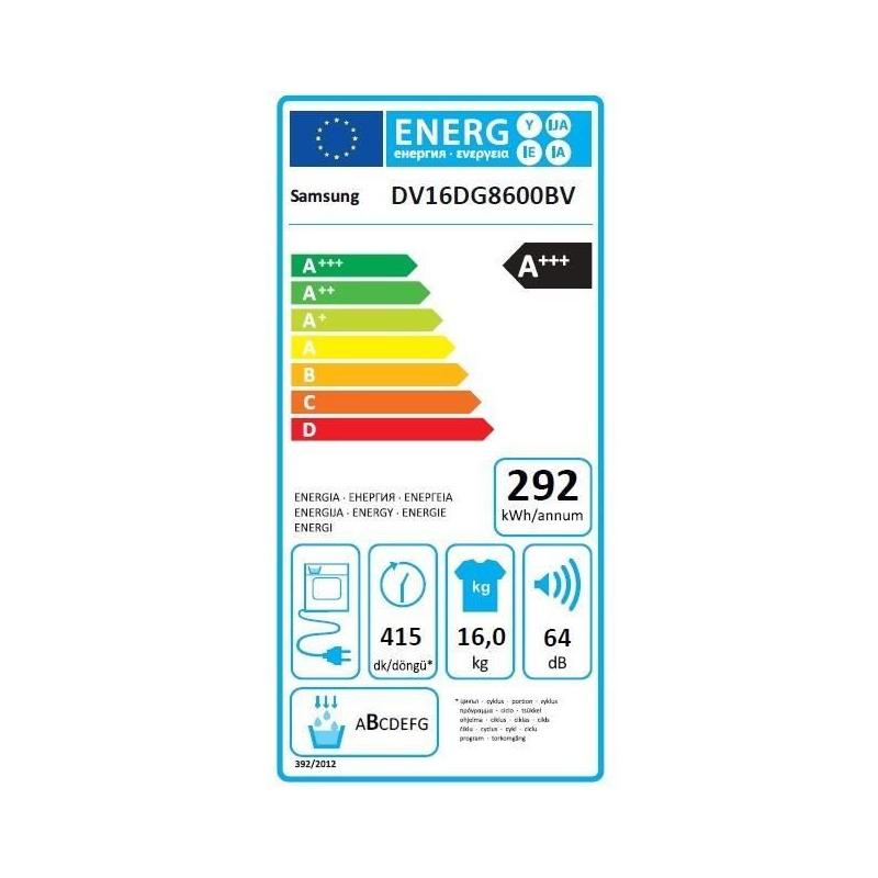 Sèche-linge pompe à chaleur Samsung DV16T8520BV - 16 kg - Noir