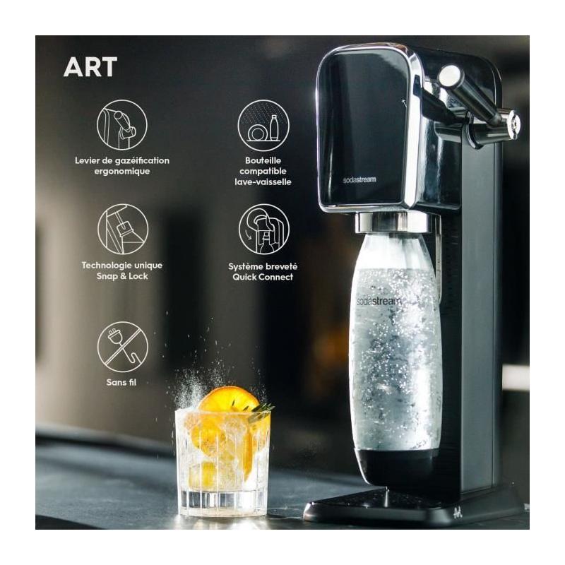 Machine à soda SODASTREAM ART - Noir, bouteille compatible lave-vaisselle