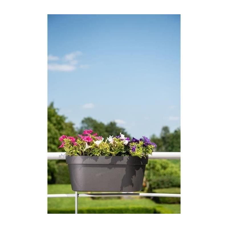 Jardinière crochet GARDEN ID Star Noir-Anth 50 x 21 cm - Fixation facile