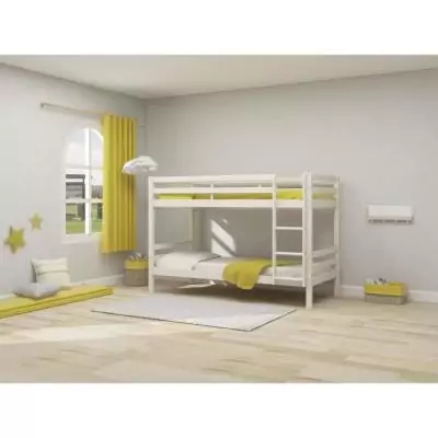 Lits superposés séparables enfant - Pin massif blanc - 2x90x200 cm